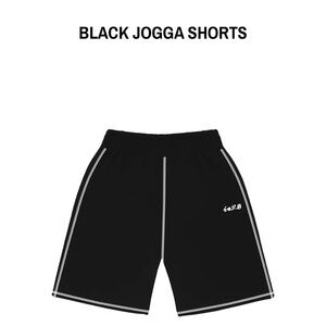 New Men’s 4028 Black 90’s Style Cotton Baggy Jogga Shorts - Medium